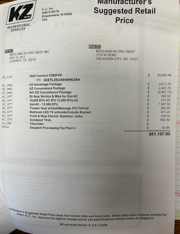 Contact us now about this 2025 K-Z Connect 282FKK! 2025 Connect 282FKK by K-Z from McClain's RV Oklahoma City in Oklahoma City, Oklahoma