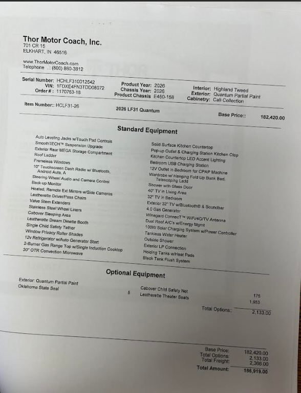 Contact us now about this 2026 Thor Motor Coach Quantum LF31! 2026 Quantum LF31 by Thor Motor Coach from McClain's RV Oklahoma City in Oklahoma City, Oklahoma