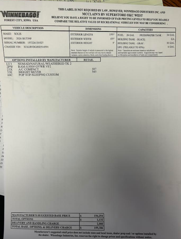 Contact us now about this 2026 Winnebago Solis 59P! 2026 Solis 59P by Winnebago from McClain's RV Oklahoma City in Oklahoma City, Oklahoma