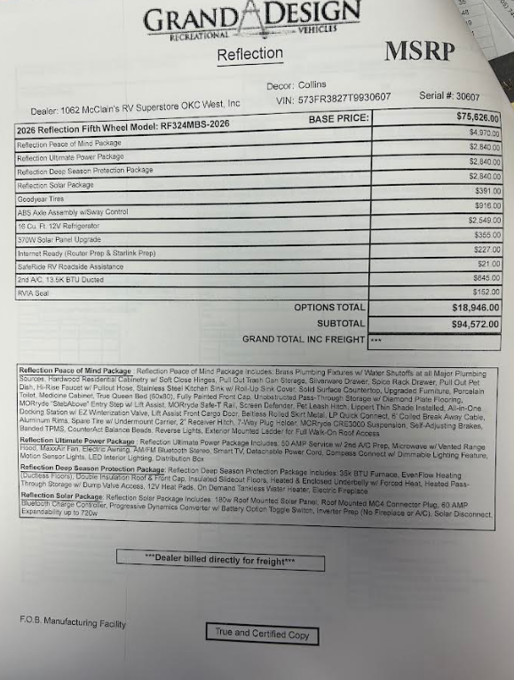 Contact us now about this 2026 Grand Design Reflection 324MBS! 2026 Reflection 324MBS by Grand Design from McClain's RV Oklahoma City in Oklahoma City, Oklahoma
