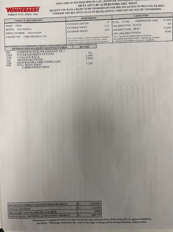 Contact us now about this 2026 Winnebago Ekko 22A! 2026 Ekko 22A by Winnebago from McClain's RV Oklahoma City in Oklahoma City, Oklahoma