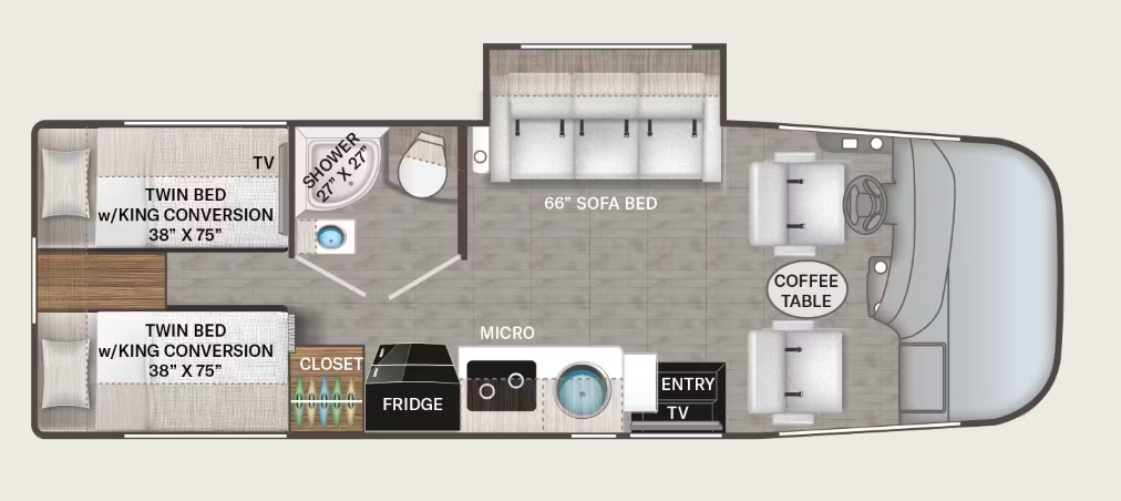 Call now about this 2026 Thor Motor Coach Vegas 24.1! 2026 Thor Motor Coach Vegas 24.1 - New Class A For Sale by McClain's RV Oklahoma City in Oklahoma City, Oklahoma features Converter, LP Detector, Water Heater, Awning, Shower