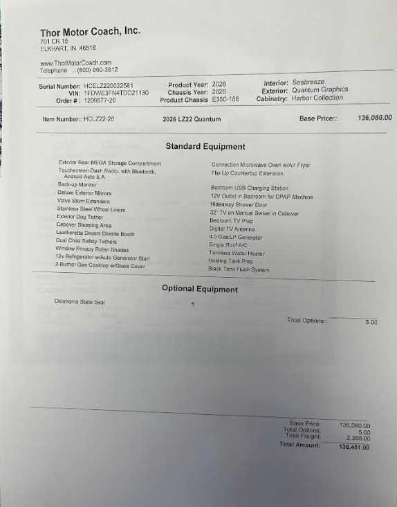 Contact us now about this 2026 Thor Motor Coach Quantum LZ22! 2026 Quantum LZ22 by Thor Motor Coach from McClain's RV Oklahoma City in Oklahoma City, Oklahoma