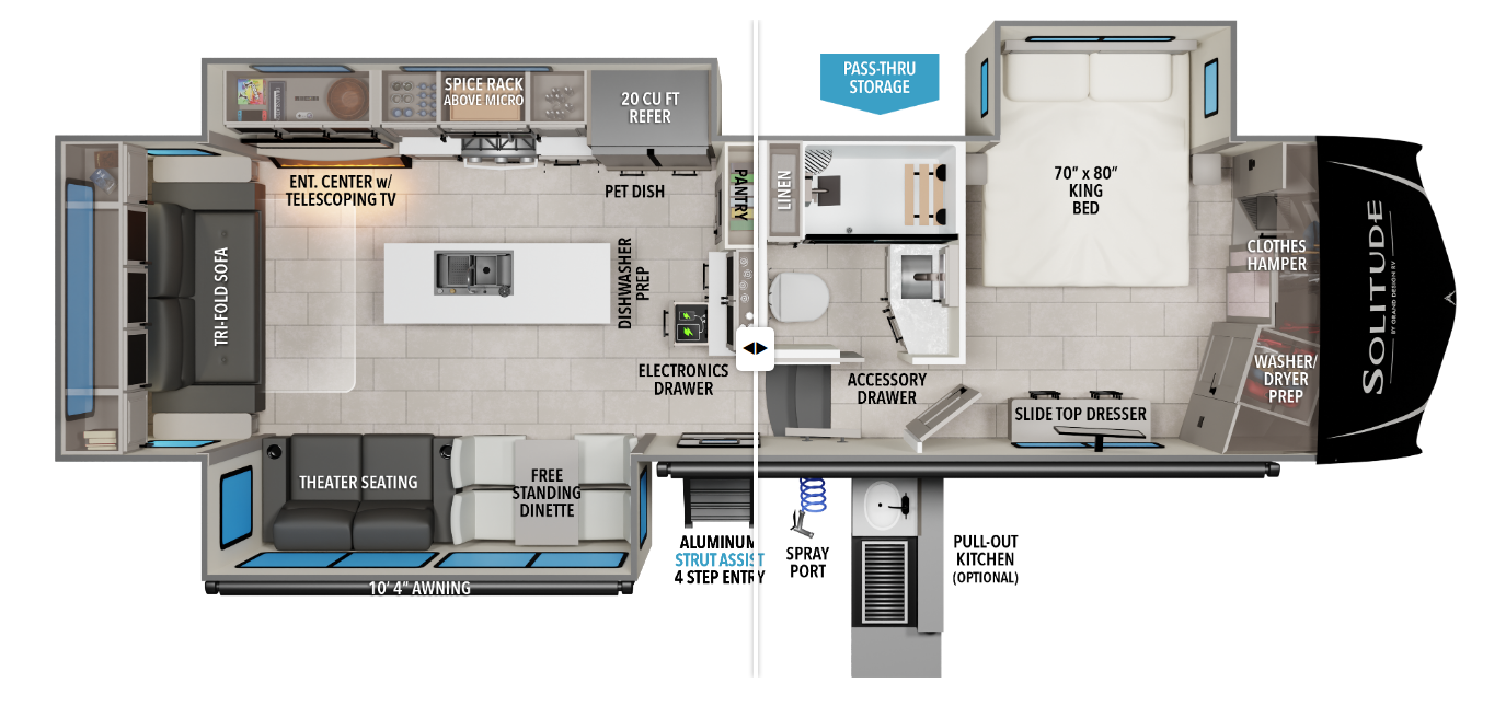 Call now about this 2023 Grand Design Solitude 310 GK-R! 2023 Grand Design Solitude 310 GK-R - Used Fifth Wheel For Sale by McClain's RV Oklahoma City in Oklahoma City, Oklahoma features Ladder, CO Detector, Oven, Slideout, 50 Amp Service