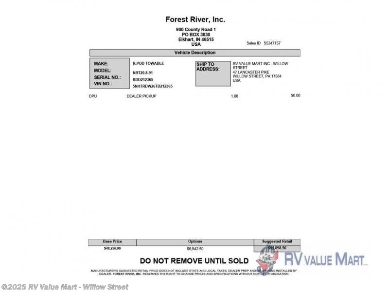 Email now about this 2026 Forest River No Boundaries NB20.8! New 2026 Forest River No Boundaries NB20.8 available in Willow Street, Pennsylvania