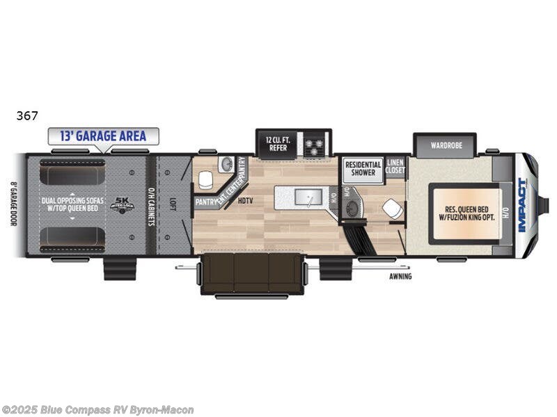 Call now about this 2019 Keystone Impact 367! 2019 Keystone Impact 367 - Used Toy Hauler For Sale by Blue Compass RV Byron-Macon in Byron, Georgia features Slideout