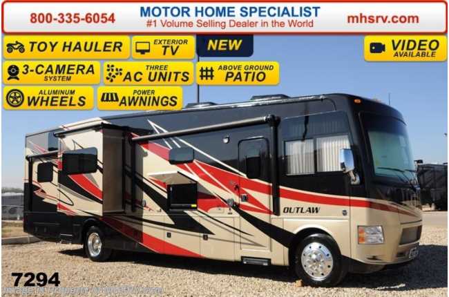 2014 Thor Motor Coach Outlaw Toy Hauler 37MD Garage, 26K Chassis, 2 Slides, 5 TV, 3 A/Cs