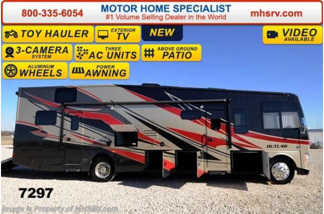2014 Thor Motor Coach Outlaw Toy Hauler 37LS Garage, 26K Chassis, Pwr. Bunk, 3 A/C, 4 TV