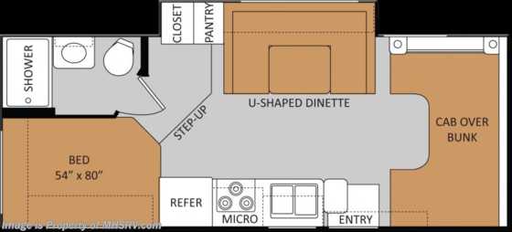 2014 Thor Motor Coach Chateau 24C W/Slide, 3 Cam, Cabover Ent Center 39&quot; TV Floorplan
