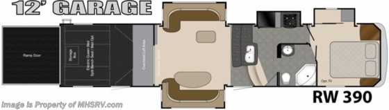 2014 Heartland RV Road Warrior RW390 W/4 Slides, Auto Leveling &amp; 3 A/Cs Floorplan