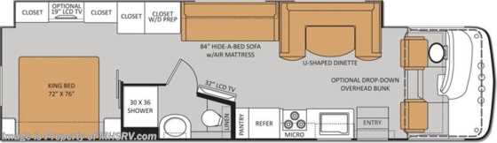 2014 Thor Motor Coach Hurricane 34F W/Full Wall Slide &amp; King Bed Floorplan
