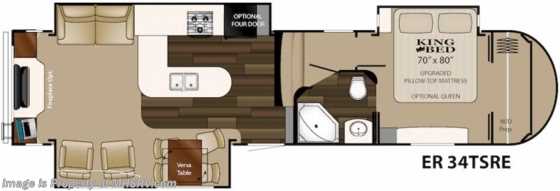 2014 Heartland RV ElkRidge 34TSRE W/3 Slides &amp; King Bed Floorplan