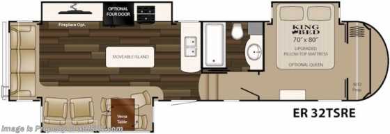 2014 Heartland RV ElkRidge 32TSRE W/3 Slides, Island &amp; King Bed Floorplan