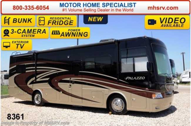 2015 Thor Motor Coach Palazzo 33.3 Bunk House, Ext. TV, Pwr. OH Bunk, Res. Fridg