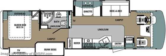 2015 Forest River Georgetown 351DS Bunk House W/Res. Fridge, 5 TVs, OH Bunk Floorplan