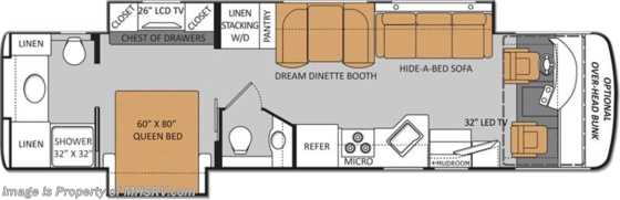 2015 Thor Motor Coach Palazzo 36.1 Bath &amp; 1/2, Pwr. OH Bunk, Res. Fridge Floorplan