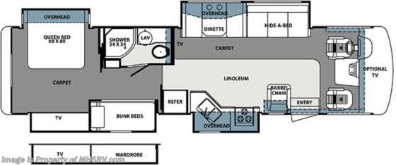2015 Forest River Georgetown XL 352 Black Diamond Bunk House W/4 Slides Floorplan
