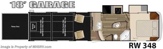 2015 Heartland RV Road Warrior RW348 18 ft. Garage! 2 Slides, bunks, 4-door fridg Floorplan