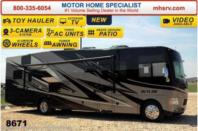 2015 Thor Motor Coach Outlaw Toy Hauler 37LS Patio, 26K Chassis, Pwr Bunk, 4 TV, 3 A/Cs