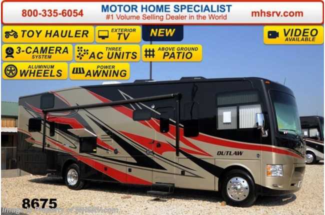 2015 Thor Motor Coach Outlaw Toy Hauler 37LS Patio, 26K Chassis, Pwr. Bunk, 4 TV &amp; 3 A/C