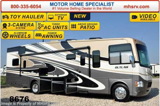 2015 Thor Motor Coach Outlaw Toy Hauler 37LS Patio, 26K Chassis, Pwr. Bunk, 4 TVs, 3 A/C