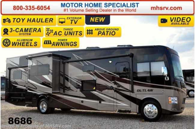 2015 Thor Motor Coach Outlaw Toy Hauler 37MD Patio, 26K Chassis, 2 Slide, 5 TV, 3 A/C