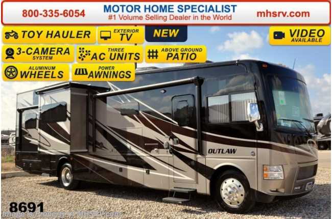 2015 Thor Motor Coach Outlaw Toy Hauler 37MD Patio, 26K Chassis, 2 Slide, 3 A/C, 5 TVs