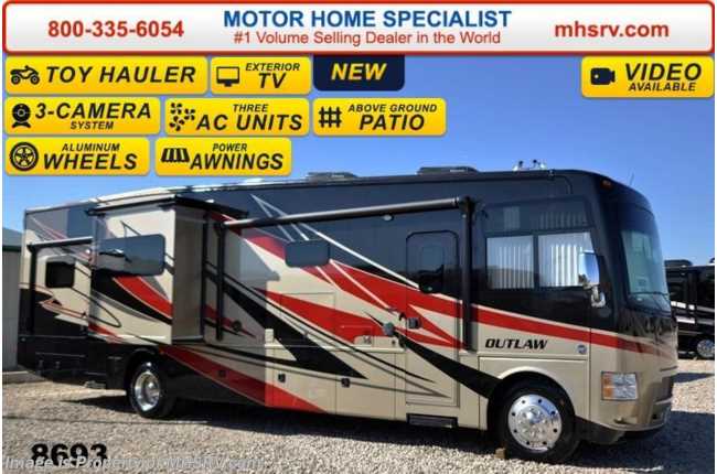 2015 Thor Motor Coach Outlaw Toy Hauler 37MD Patio, 26K Chassis, 2 Slide, 3 A/Cs &amp; 5 TVs