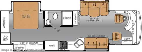 2015 Thor Motor Coach Tuscany XTE 34ST W/3 Slide Including FWS, King Bed, Stack W/D Floorplan