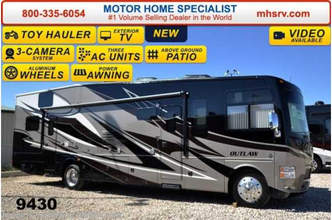 2015 Thor Motor Coach Outlaw Toy Hauler 37LS Patio, 26K Chassis, 4 TV, Pwr. Bunk, 3 A/Cs