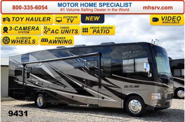 2015 Thor Motor Coach Outlaw Toy Hauler 37LS Patio, 26K Chassis, 4 TVs, Pwr. Bunk, 3 A/C