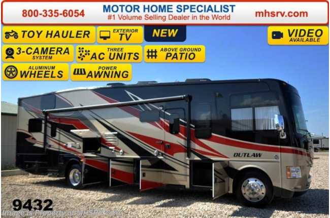 2015 Thor Motor Coach Outlaw Toy Hauler 37LS Patio, 26K Chassis, 4 TVs, Pwr. Bunk &amp; 3 A/C