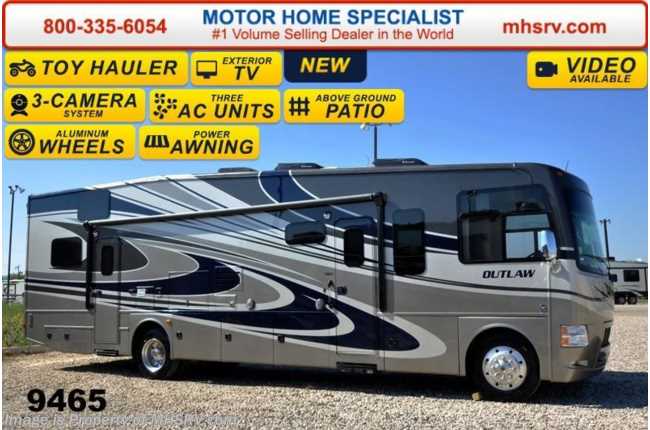 2015 Thor Motor Coach Outlaw Toy Hauler 37LS Patio, 26K Chassis, 4 TVs, Pwr Bunk &amp; 3 A/C