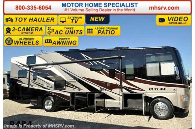 2015 Thor Motor Coach Outlaw Toy Hauler 37LS Patio, 26K Chassis, 4 TVs, Pwr. Bunk, 3 A/Cs