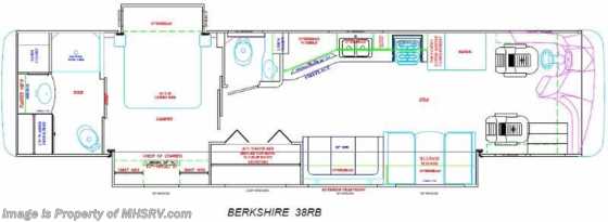 2015 Forest River Berkshire 38RB-340 Bath &amp; 1/2, Bunk, W/D, Sat, Dsl Gen Floorplan