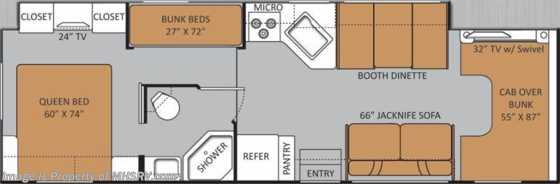 2015 Thor Motor Coach Chateau 31E Bunk Model W/Jacks, 3 Cams & 15K A/C Floorplan