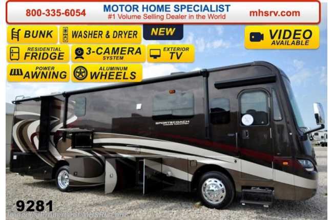 2015 Sportscoach Cross Country 361BH Bunks, Res Fridge, Stack W/D, Sat, 340HP