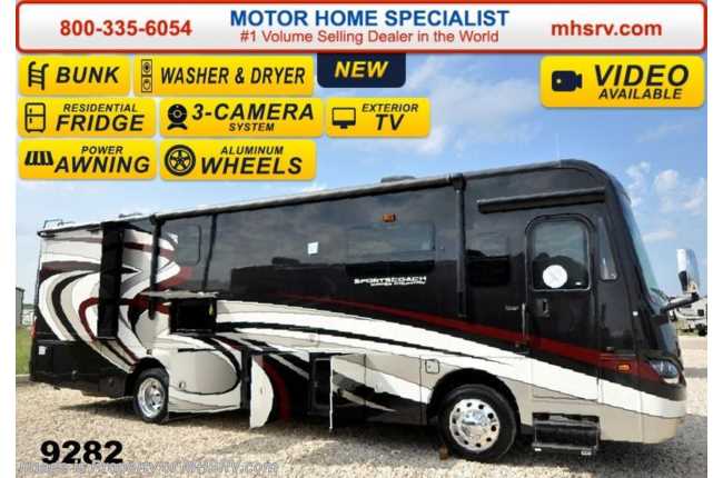 2015 Sportscoach Cross Country 361BH Bunks, 340HP, Res. Fridge, Stack W/D &amp; Sat