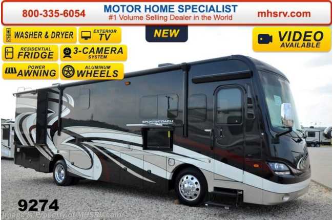 2015 Sportscoach Cross Country 360DL Fireplace, Res Fridge, Stack W/D, 340HP, Sat