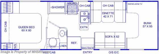 2015 Coachmen Freelander  27QBF W/AAS, Swivel Seat, 15.0 BTU A/C &amp; Ext. TV Floorplan