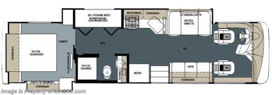 2015 Forest River Legacy 340BH-300 Bunk House, OH Bunk &amp; Ext. TV Floorplan