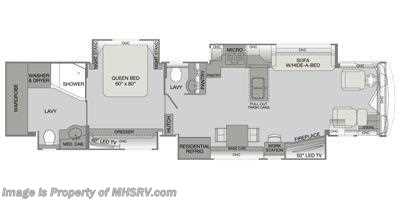 2015 Monaco RV Dynasty 45P Bath & 1/2, 600HP, 12.5KW Gen, King Bed Floorplan