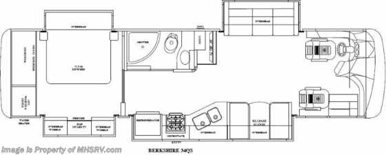 2015 Forest River Berkshire 34QS-340 Stack W/D, Sat, Dsl Gen, King Bed Floorplan