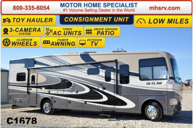 2014 Thor Motor Coach Outlaw Toy Hauler 37LS Garage, 26K Chassis, Power Bunk, 3 A/C, 4 TV