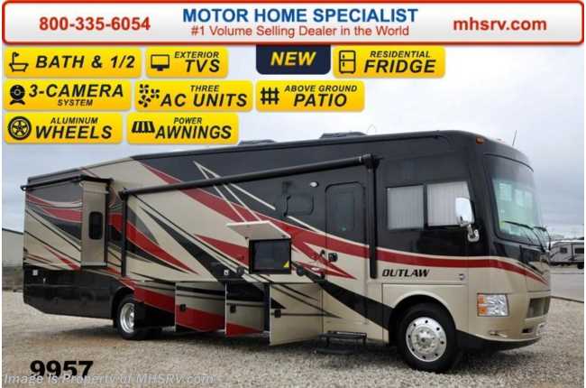 2015 Thor Motor Coach Outlaw Residence Edition 38RE Res. Fridge, Bath &amp; 1/2, 4 TVs, 26K Chassis