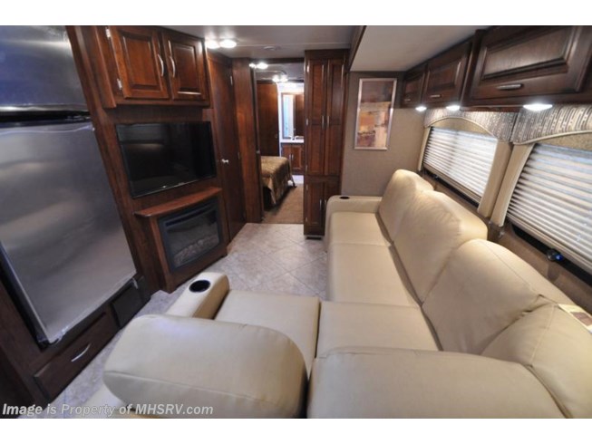 2015 Coachmen Mirada 35LS Bath 1/2 W/Ext TV, Fireplace & L-Sofa - New Class A For Sale by Motor Home Specialist in Alvarado, Texas