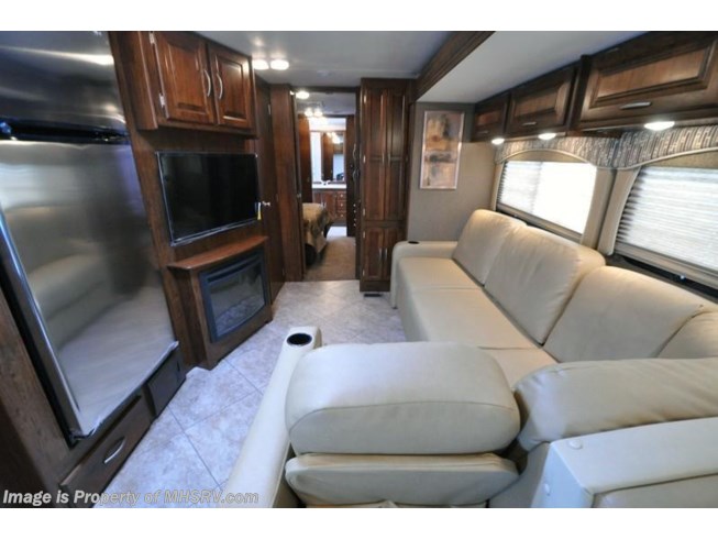 2015 Coachmen Mirada 35LS Bath 1/2 W/ Ext TV, Fireplace & L-Sofa - New Class A For Sale by Motor Home Specialist in Alvarado, Texas