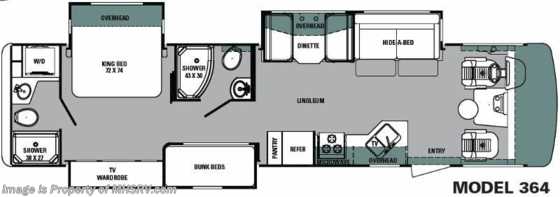 2015 Forest River Georgetown 364TS Bunk House, 2 Bath, W/D, King, Res Fridge Floorplan
