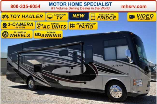 2016 Thor Motor Coach Outlaw Toy Hauler 37LS 26K Chassis, Patio, 3 TVs, Pwr Bunk &amp; 3 A/Cs