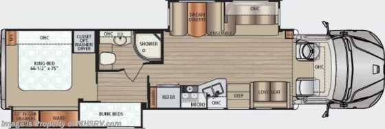 2016 Dynamax Corp DX3 37BH Bunk House, Aqua-Hot, King Bed, 9.0L Cummins Floorplan